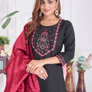o'sajna embroidered silk kurti set